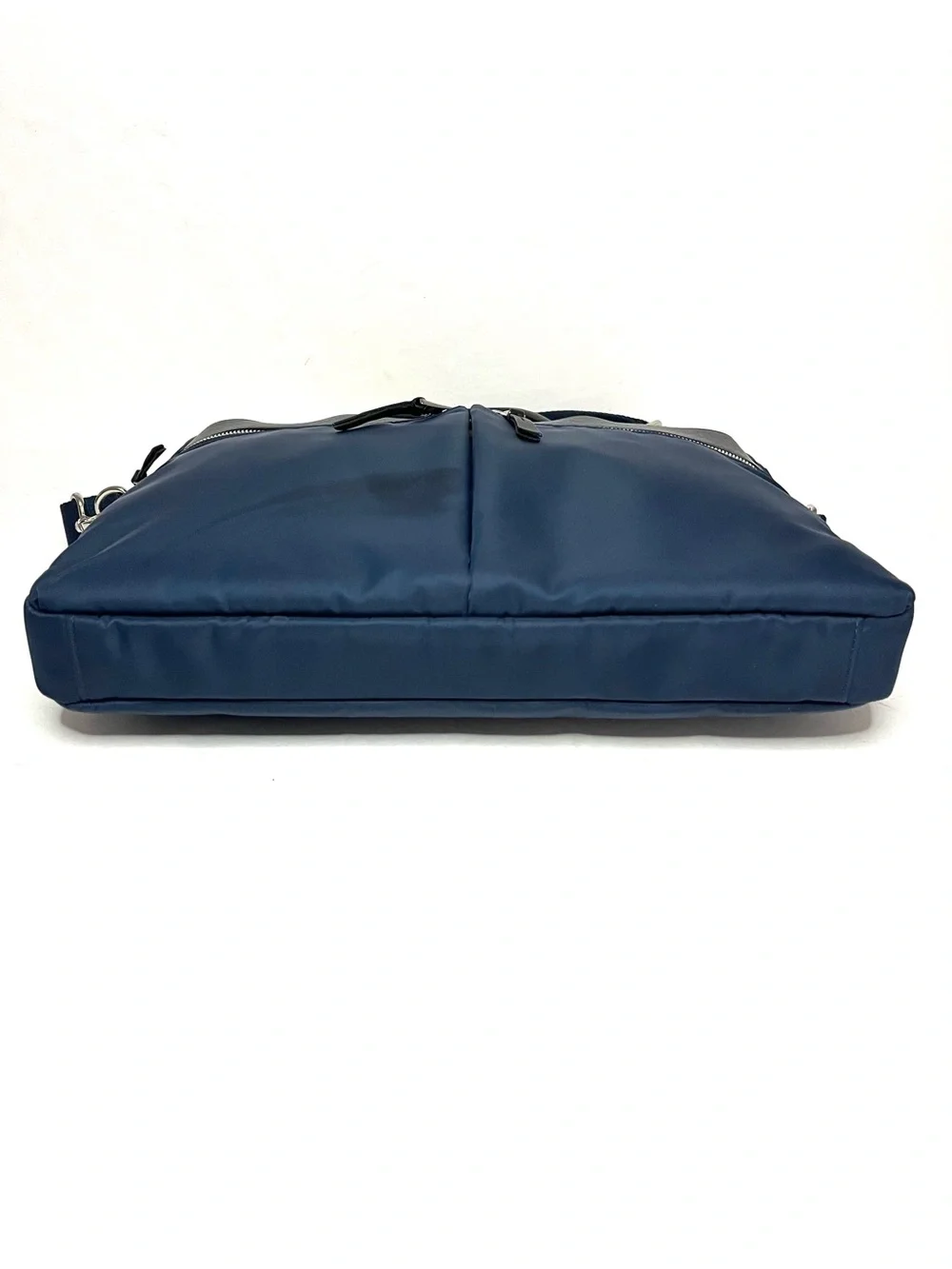 KNOMO London Hanover 14” Slim Briefcase in Navy Nylon w/Black Leather Trim